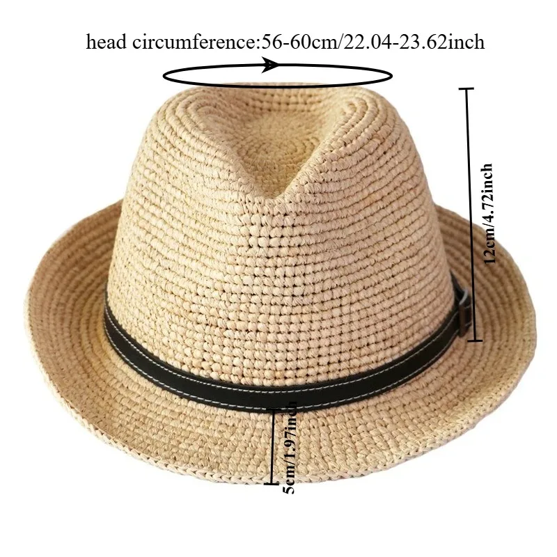 Big Size 60cm Natural Raffia Sun Hats for Man Woman Manual Woven Jazz Top Panama Straw Hat Summer Sun Protection Beach Hat - Image 5