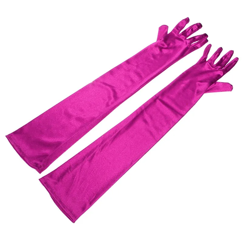 Women Long Solid Satin Soft Multicolor Ceremonial Gloves Drive Ride Dance Performance Sunscreen Cosplay Elasticity - Image 7