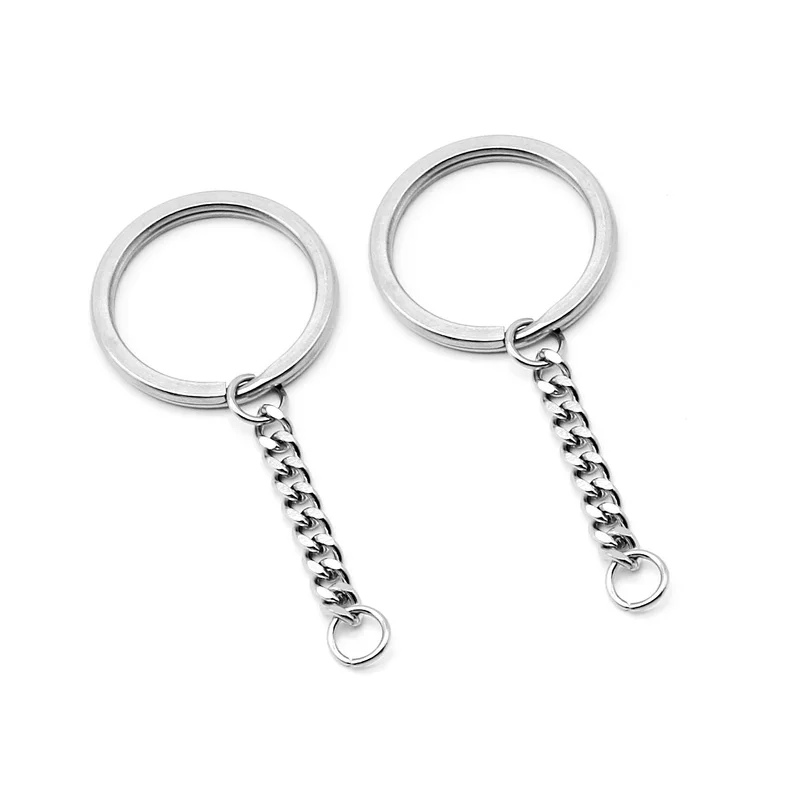 5pcs/lot Polished Whole Stainless Steel Keyring Keychain Split Ring with Short Chain Key Rings Women Men DIY Key Chains - Image 3