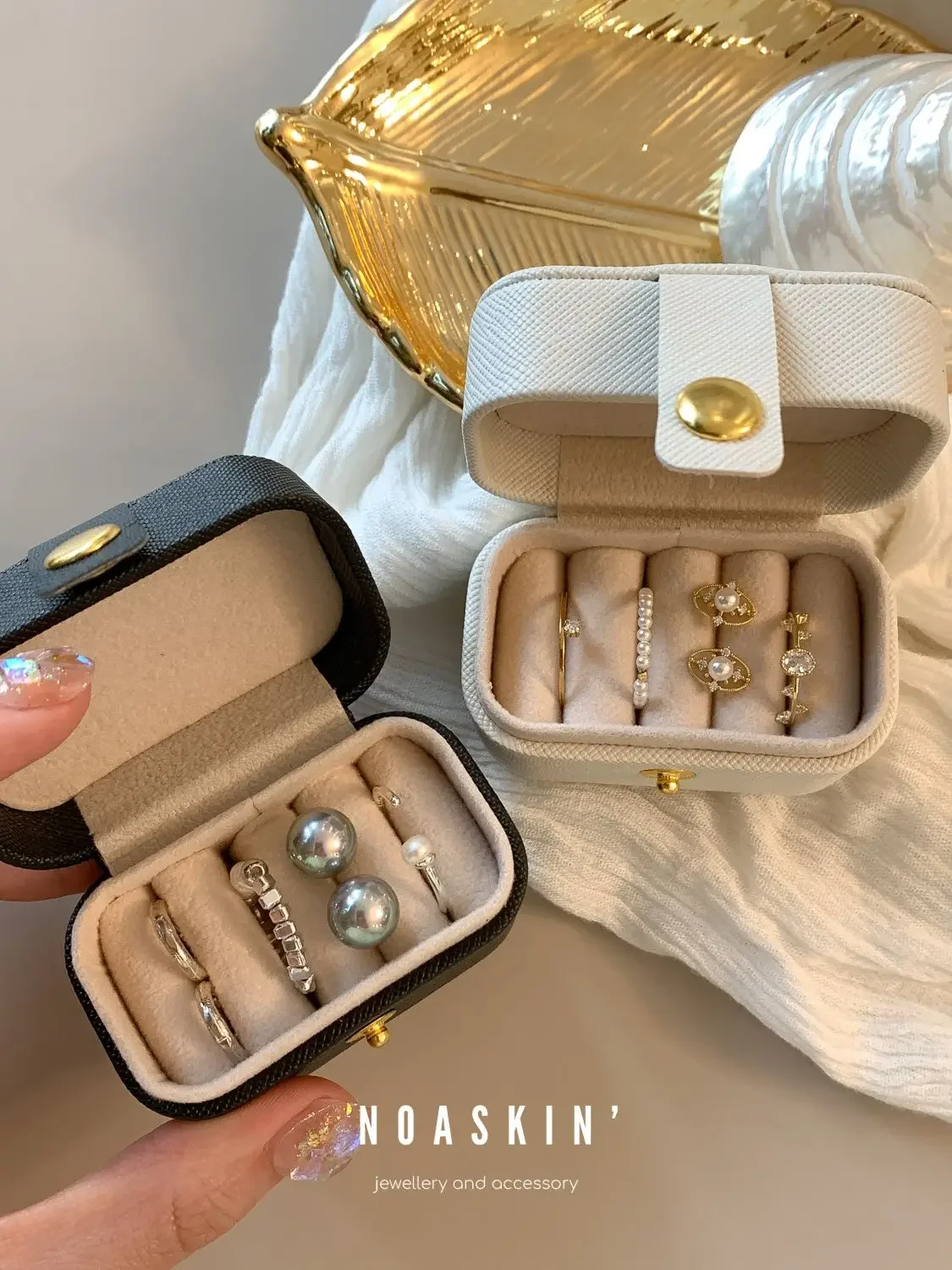 Mini Ring Box Portable Small Jewelry Organizer Display Travel Simple Mini Gift Case Boxes Leather Earring Necklace Holder - Image 5