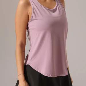 Women's Sleeveless Athletic Tank Top - Mesh Back & Crisscross Design