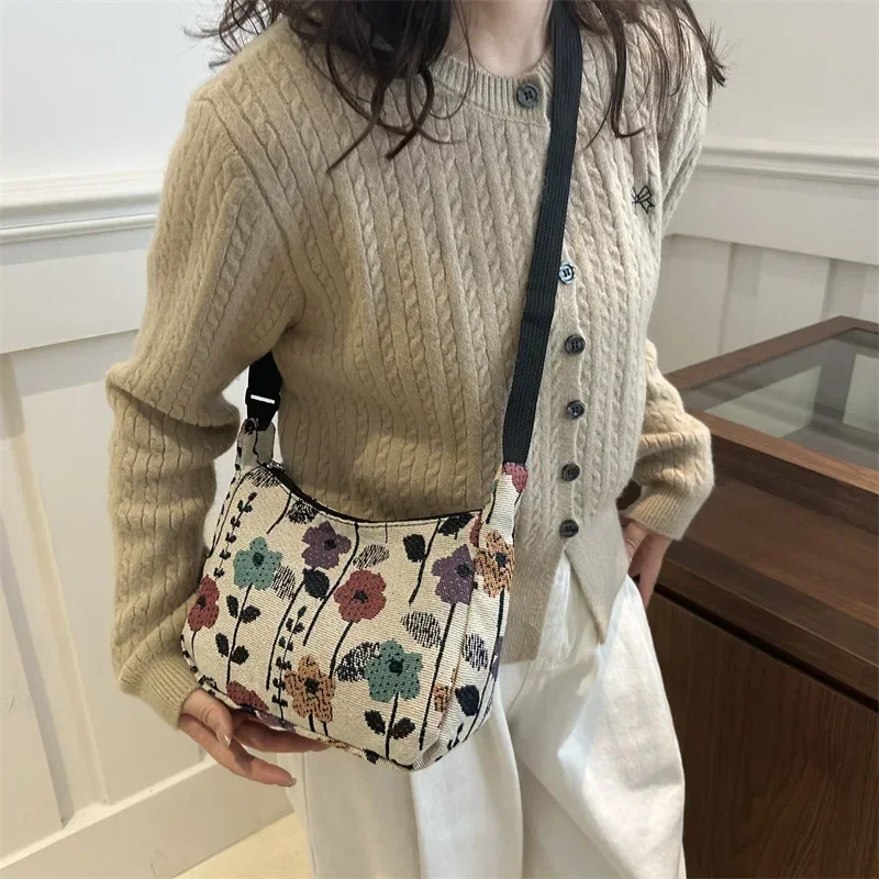 Casual Artistic Printing Underarm Niche Literary Niche Shoulder Fashion Bag Women 2025 New Tote Bag Only Beautiful Women Bag - Image 2