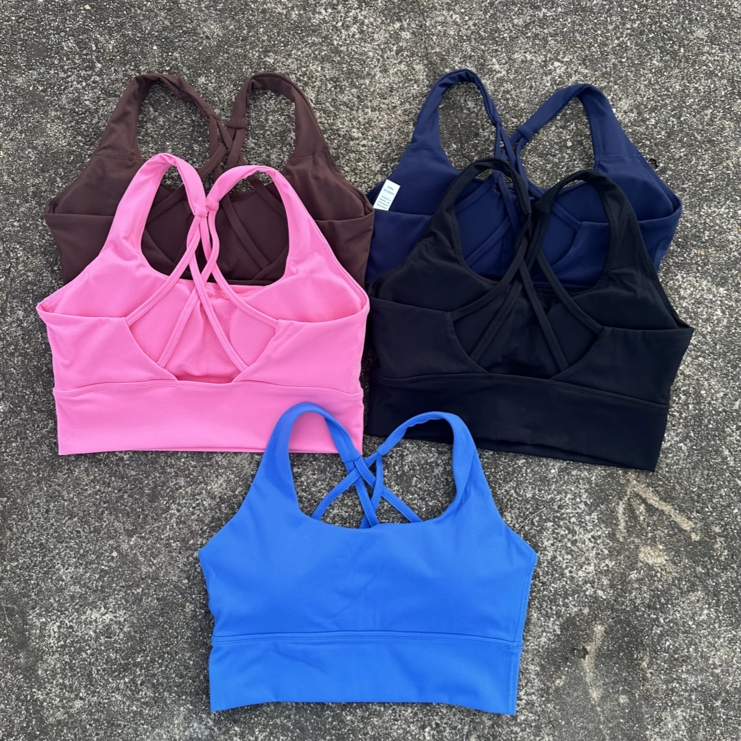 Solid Color Soft Tight Gym Yoga Underwear high strength shockproof Women Cross Back Fitness Bra Sport Top Comprehensive Butter - Image 3