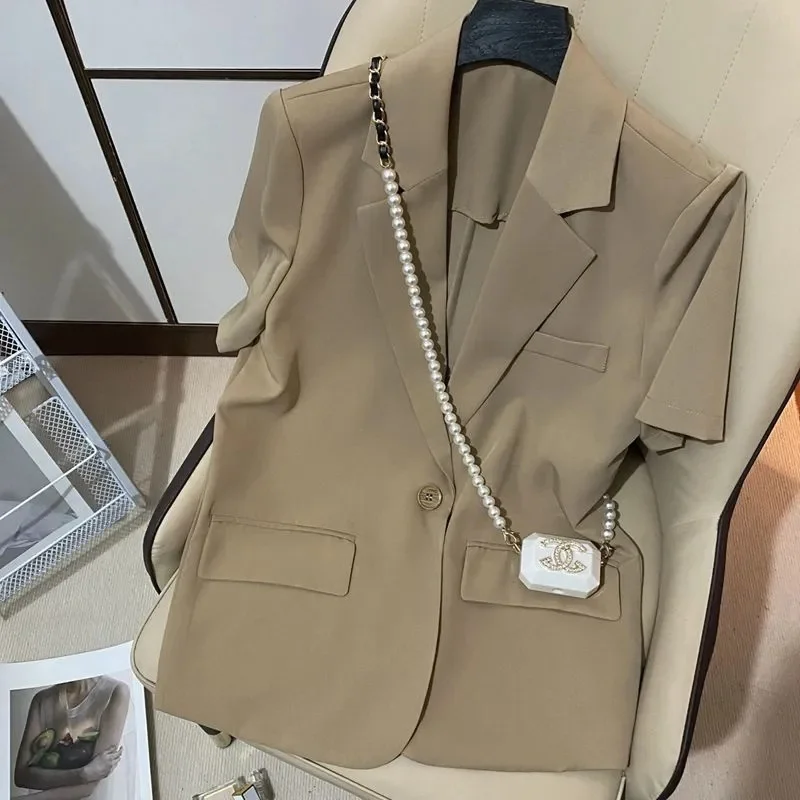 2025 New Women's Suit Jacket Summer Slim Fit Single Breasted Women's Jacket Thin Casual Suit Top - Image 5