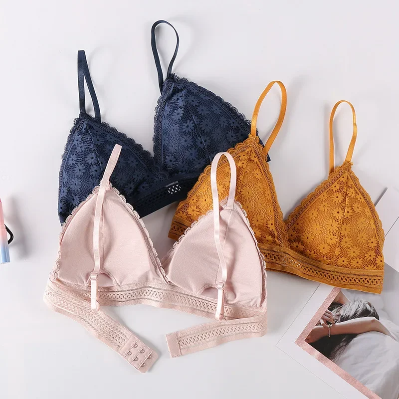 Sexy Floral Lace Bra Top For Women Push Up Female Lingerie breathable Bralette Removable Pad Thin Fashion New Wireless Bras - Image 2