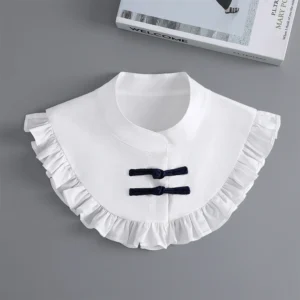 Doll Fake Collar for Women Girls Cotton Ruffled Detachable Half Shirt Lapel Blouse False Collar Women Clothes Accessories