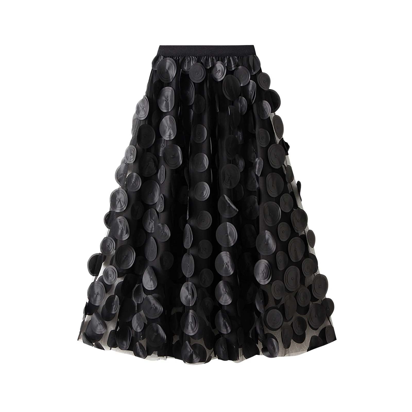Women Tulle Tutu Skirt Solid Color 3D Dot Elastic Mesh Fairy A-Line Skirt for Beach Party Streetwear - Image 10