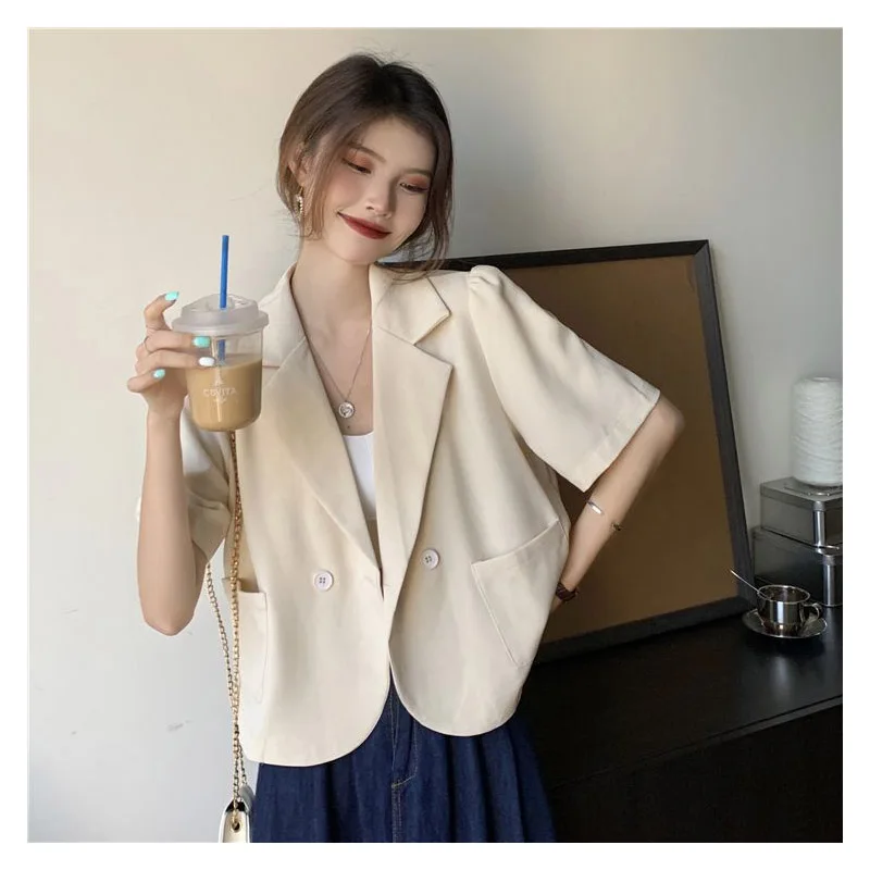 Women's Clothing White Summer Jacket Loose Fit Slim Waist Minimalist Chic Office Ready Comfortable Fashionable Blazer - Image 2