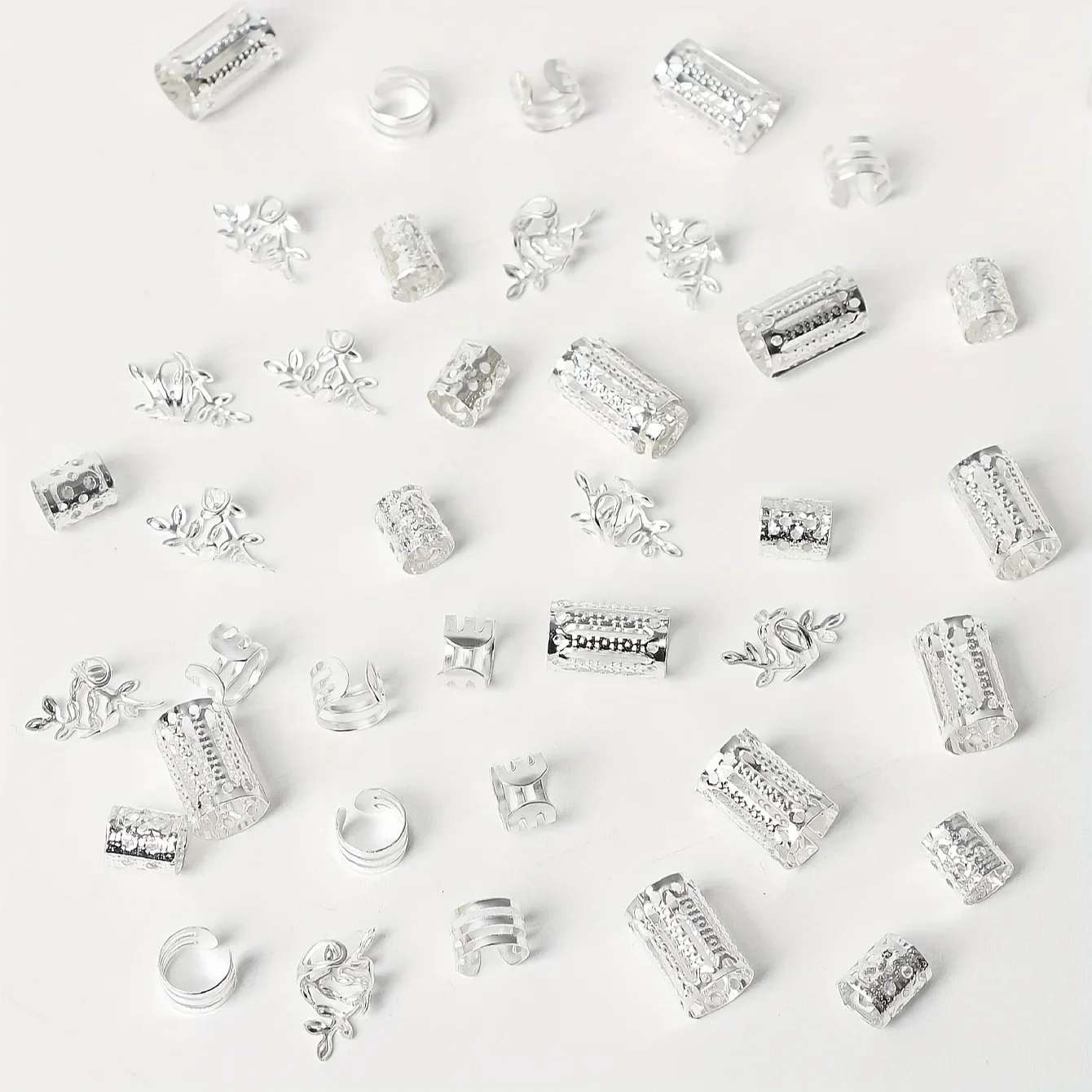 40pcs Metal Hair Rings Beads Cuffs Tubes Charms Hollow Out Dread African Hair Braids mix Hair Braider Decoration Accessories - Image 3