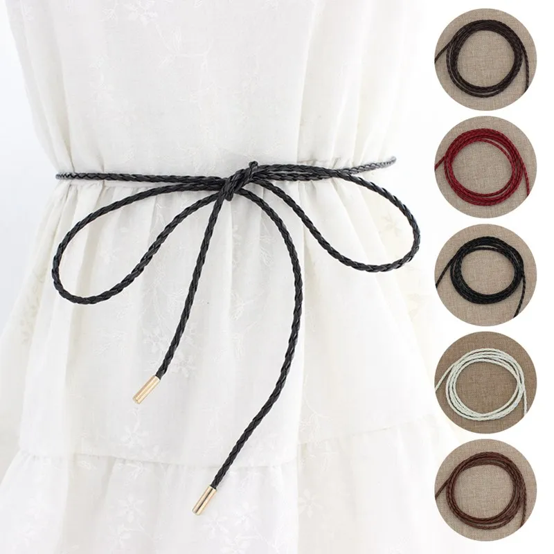 New Round Leather Rope Thin Belt Women Fashion Decorative Knotted Waist Rope Simple Self-Tie Skirt Coat Waist Belts Strap - Image 2