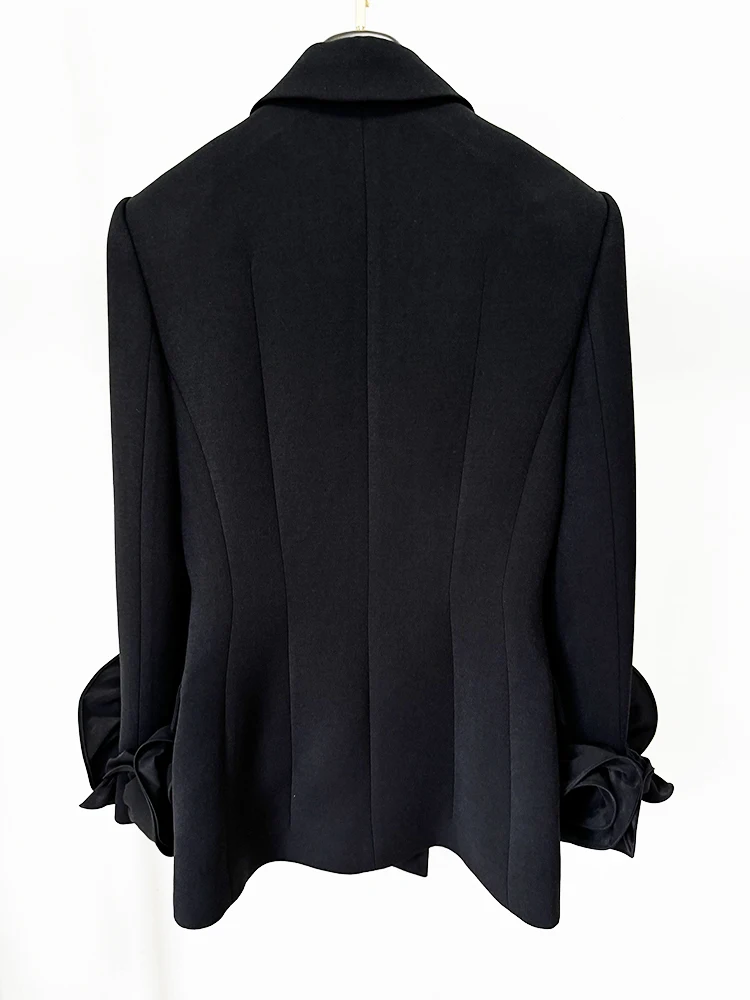 HIGH STREET Newest Fashion Designer Jacket Women's Flowers Appliques Double Breasted Blazer - Image 2