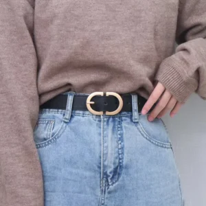 Length 105cm Female Fashion Belt Simple Metal Buckle Belt for Women Black Suit Jeans Clothing Accessories 3 Colors
