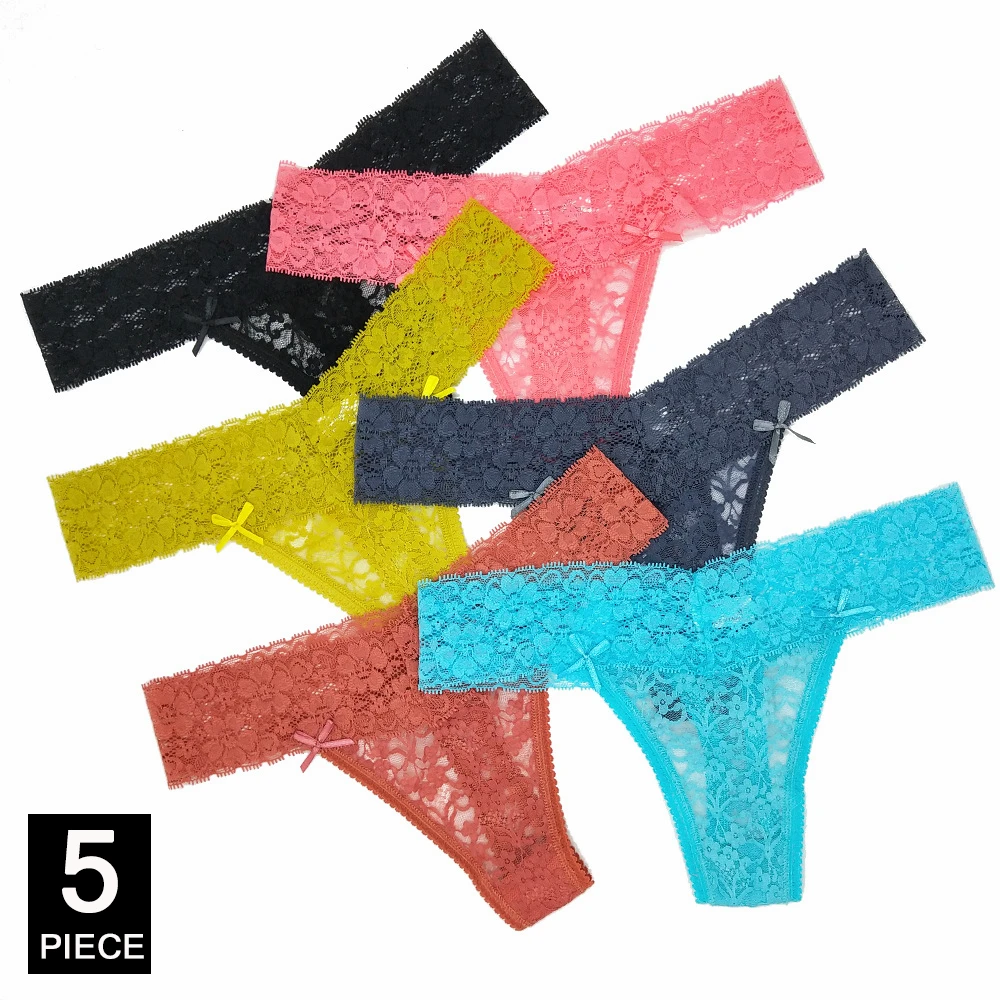 Ladies Sexy Lace Panties Women Thongs Breathable Low Waist Fashion G Strings Hollow Transparent Underwear Lingerie 5 pcs/lot - Image 13