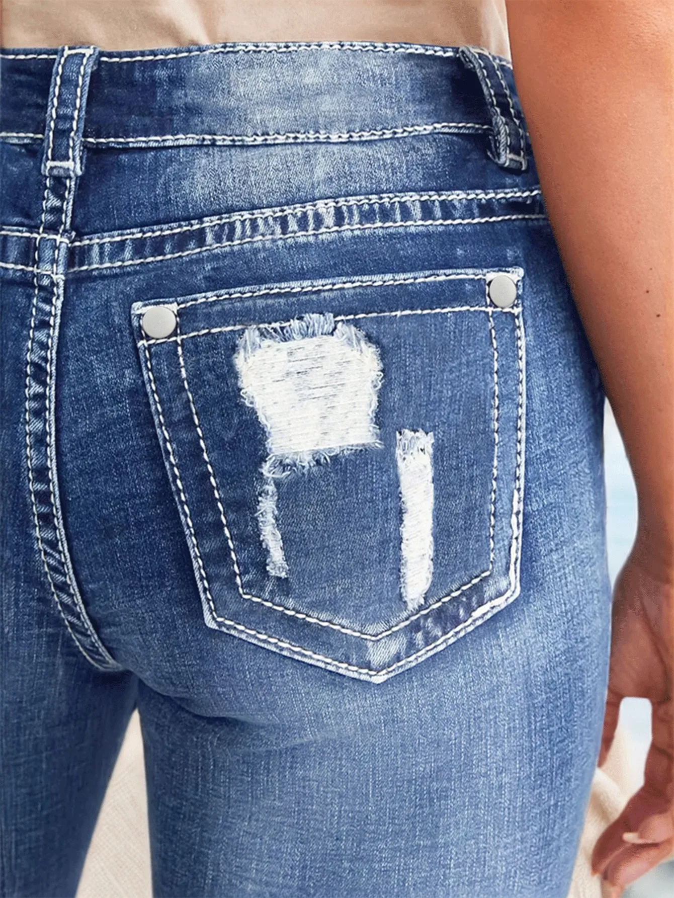Fashionable Distressed Denim Shorts for Women 40+ | New Arrival High Cost-Performance Jeans - Image 6