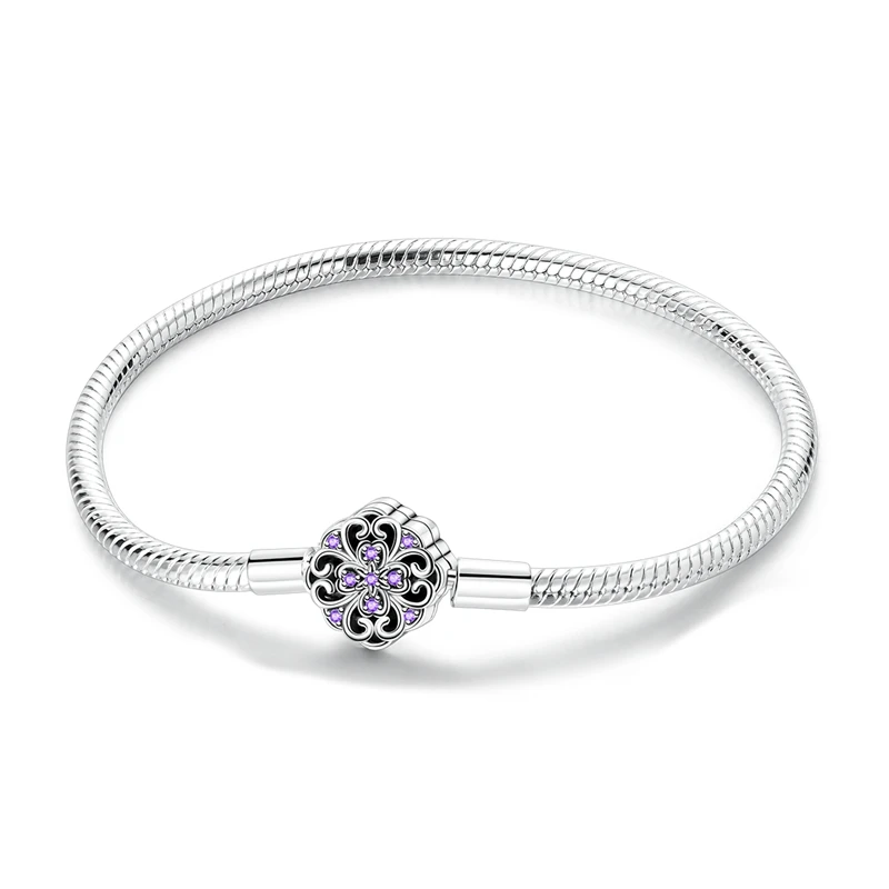 17-20CM Original 925 Sterling Silver Bracelets Clover Butterfly Cross Heart Bracelet Fit DIY Charms Beads Fashion Women Jewelry - Image 8