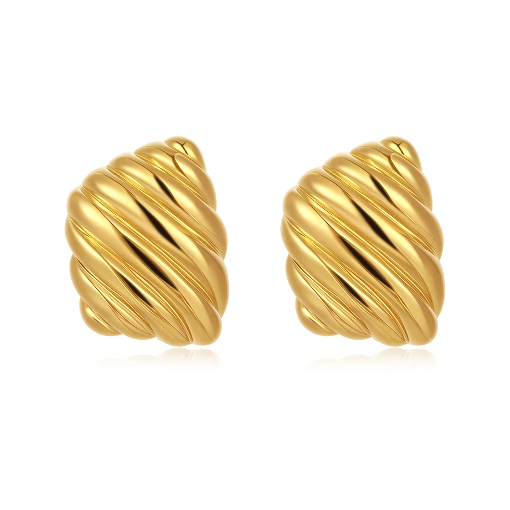 Vintage Texture Gold Plated Stainless Steel Earrings for Women Geometric Circle Twist Statement Earring Fashion Jewelry Bijoux - Image 25
