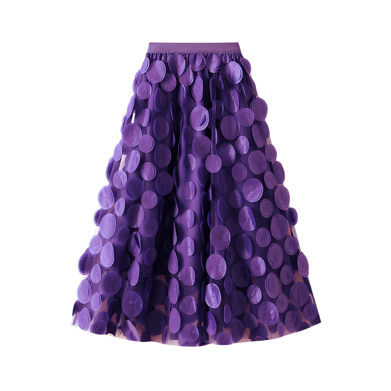 Women Tulle Tutu Skirt Solid Color 3D Dot Elastic Mesh Fairy A-Line Skirt for Beach Party Streetwear - Image 7