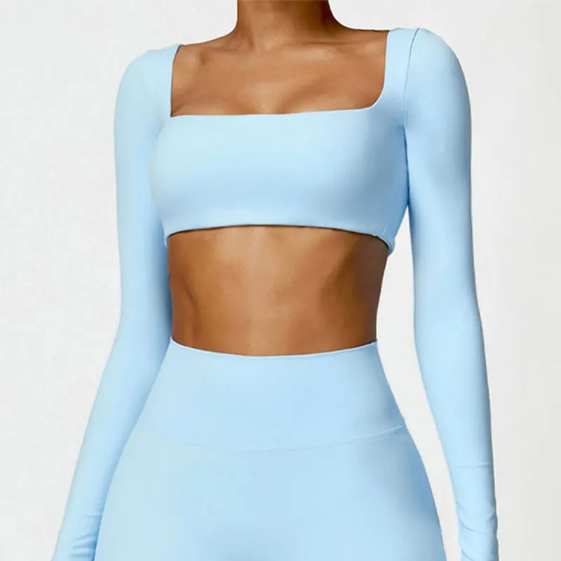 New Yoga Long sleeved Women's Outdoor Running Fitness Wear T-shirt Long sleeved Yoga Shirt Gym Push Up Workout Single Piece Top - Image 5