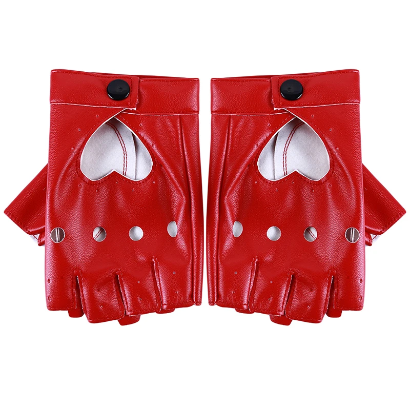 Fashion Half Finger Driving Women Comfortable Gloves PU Leather Fingerless Gloves For Women Black Red White Punk Glove - Image 2