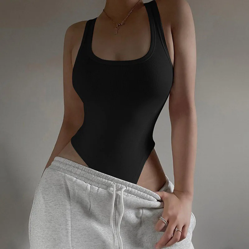 Sleeveless Knit Bodysuit 2025 Hot Summer Sexy Bodycon Off Shoulder Halter Tops Casual Street Bodice For Women ClubWear - Image 7