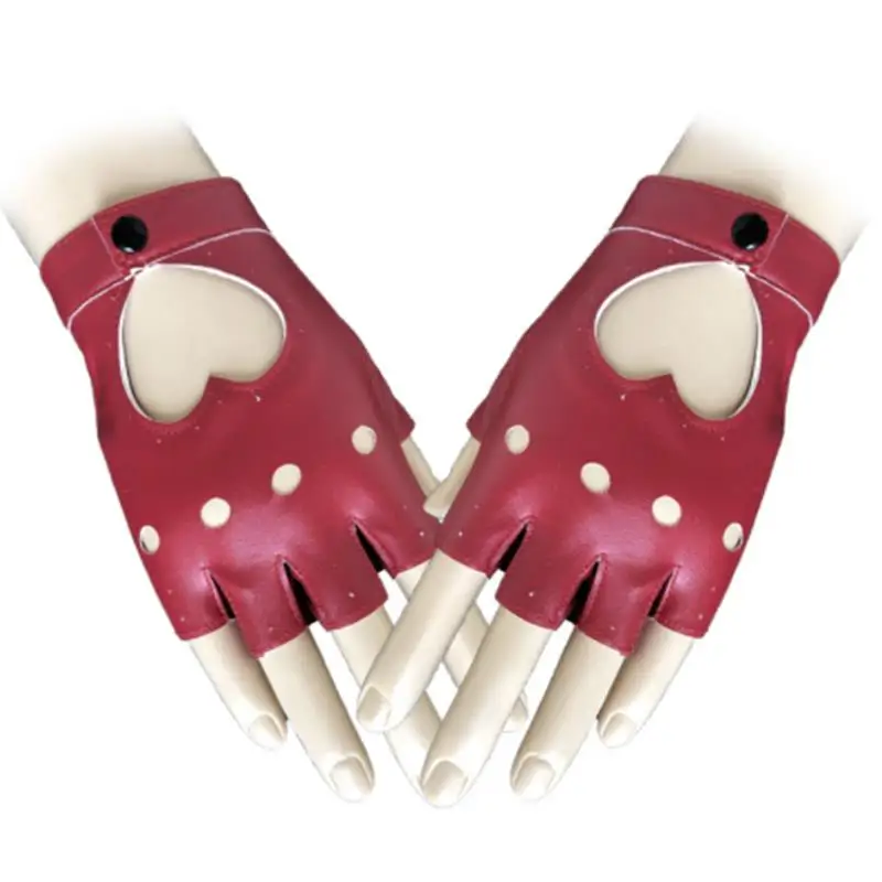 Fashion Half Finger Driving Women Comfortable Gloves PU Leather Fingerless Gloves For Women Black Red White Punk Glove - Image 3
