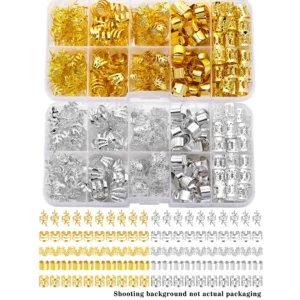 100pcs Elegant Golden Alloy Hair Jewelry for Braids, Solid Color - Vintage-Inspired Accessories for Men & Women's Dreadlocks