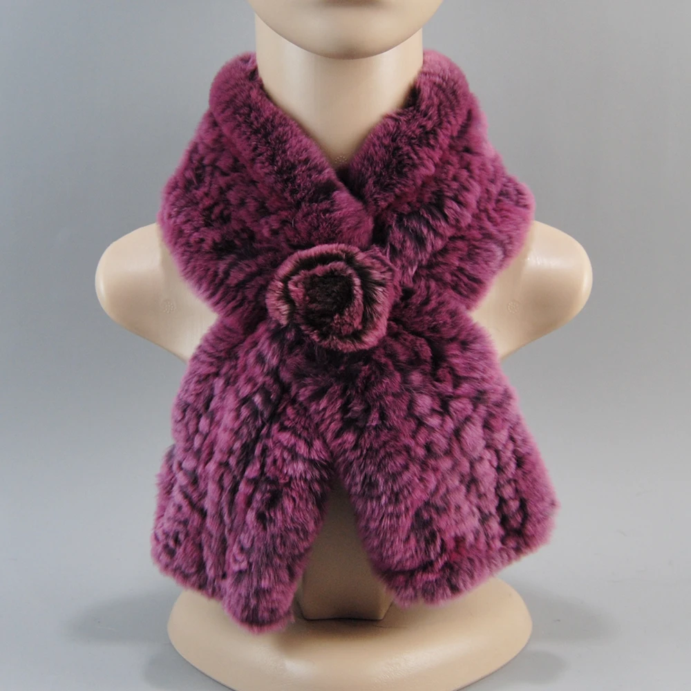 New Style Hand Knitted Real Natural Rex Rabbit Fur Scarf Women Winter Warm Rex Rabbit Fur Scarves Lady Soft Real Fur Neckerchief - Image 29