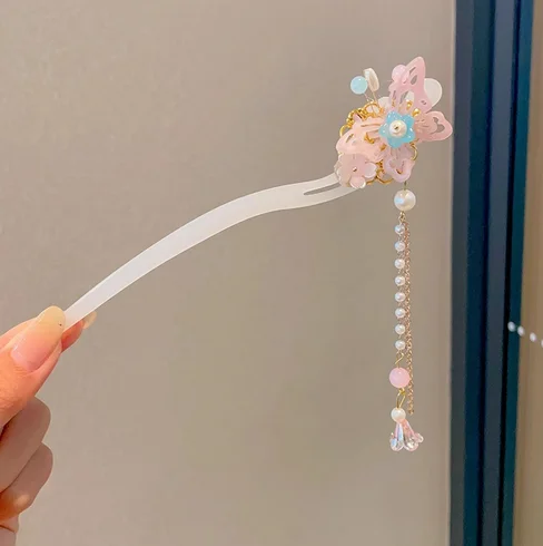 Light Luxury Flower Hairpin For Women Chinese Style Floral Butterfly Tassel Hair Stick Elegant Metal Jewelry Hairpin Hair Clips - Image 7