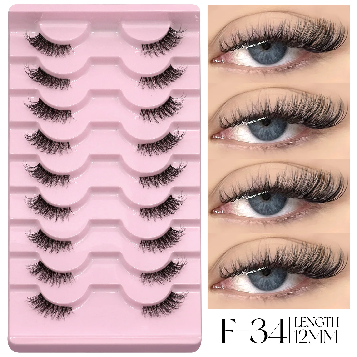 GROINNEYA Half Eyelashes Fluffy Cat Eye Lashes Style Natural Long 3D Faux Mink Lashes Winged End Eye Elongated Eyelash Extension - Image 9