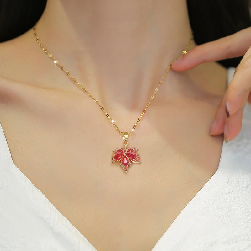 Exquisite Micro Inlaid Zircon Butterfly Tassel Necklace For Women Stainless Steel Moon Butterfly Flower Clavicle Choker Jewelry - Image 6