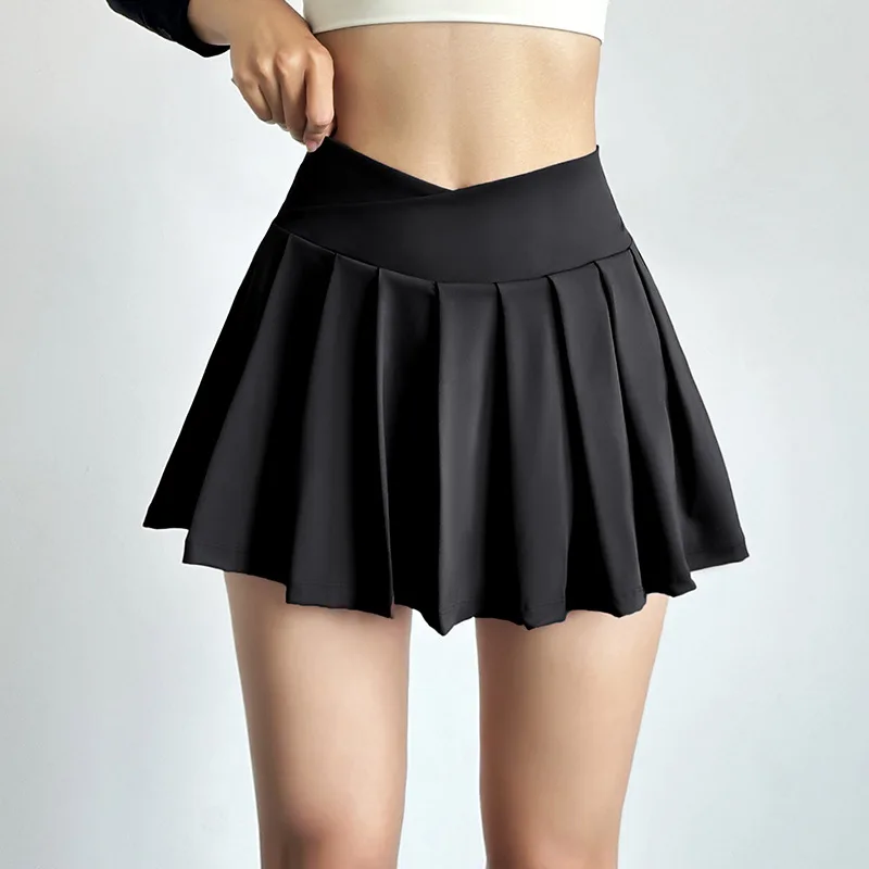 Sports short skirt women summer anti-walk yoga pants running fitness clothes quick dry breathable high waist pleated skirt - Image 4