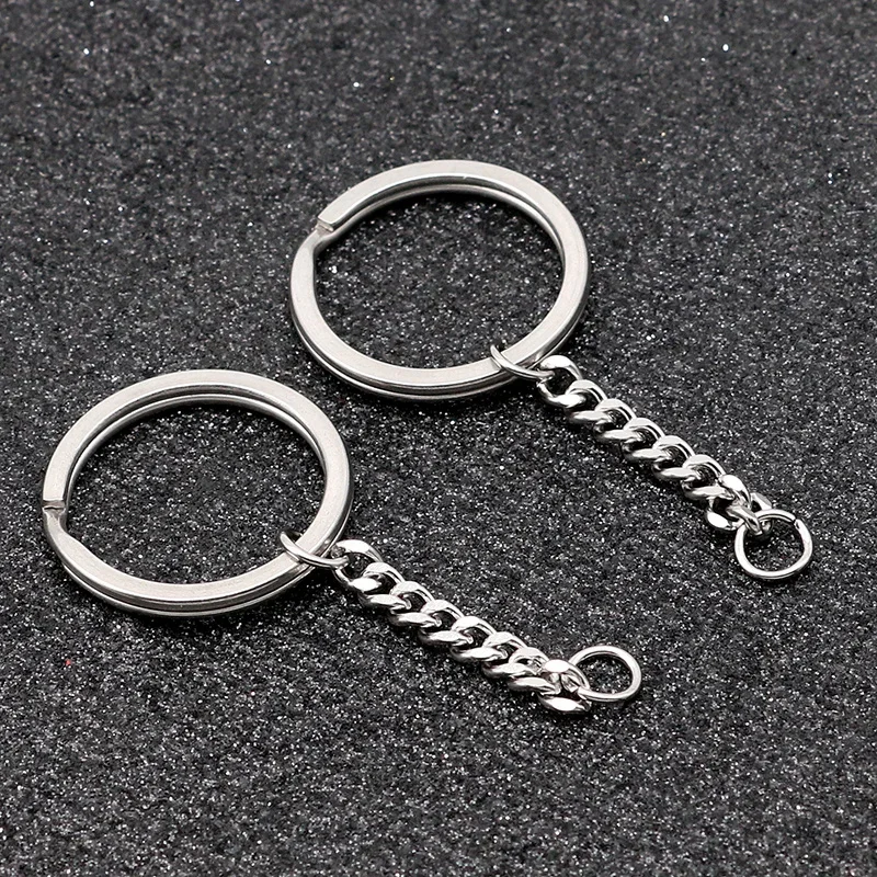 5pcs/lot Polished Whole Stainless Steel Keyring Keychain Split Ring with Short Chain Key Rings Women Men DIY Key Chains - Image 5