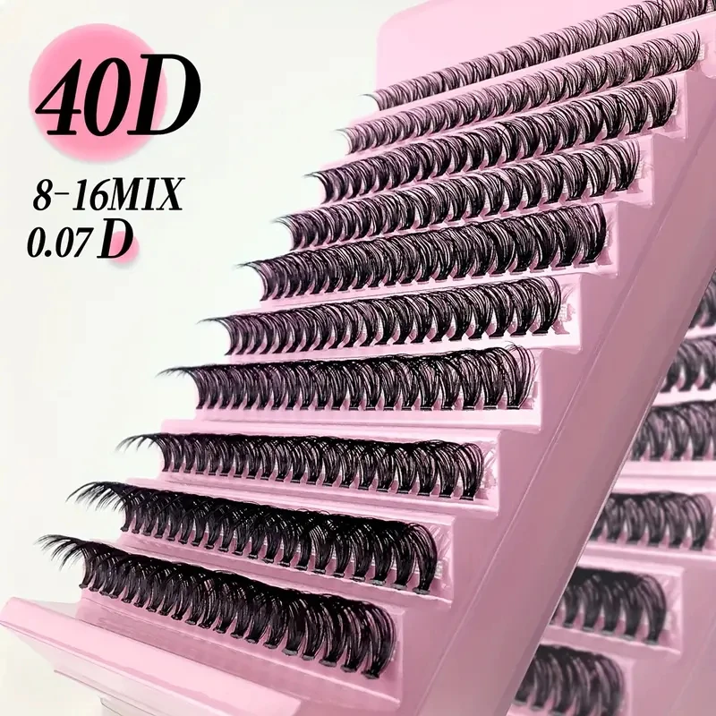 40D False Eyelashes, 200pcs 10mm/12mm/14mm Mix D Curling Cluster Lashes Individual Lash Extensions Soft And Natural False Eyelas
