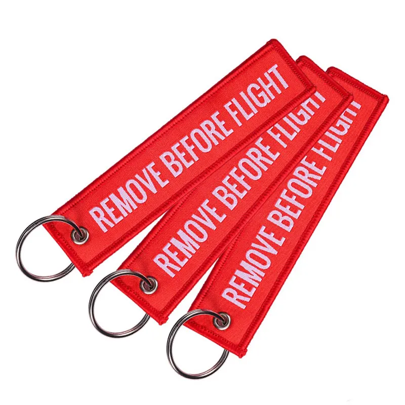1/2/3Pcs Remove Before Flight Woven Key Chain Special Luggage Label Red Chain Keychains for Aviation Gifts - Image 7