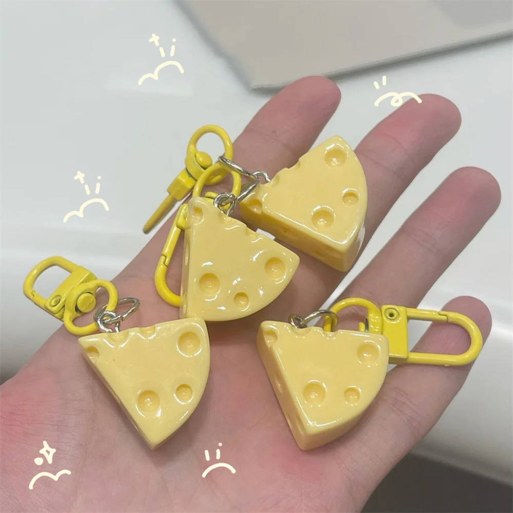 Milk Yellow Cheese Block Keychain Imitation Food Game Resin Keyring Student Girl Jewelry Pendant Gift New - Image 4