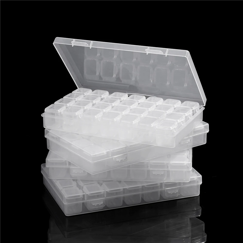 28 Girds Adjustable Plastic Storage Box Beads Ring Pendant Box for Jewelry Nail Art Diamond Painting Accessories Container Boxes - Image 3