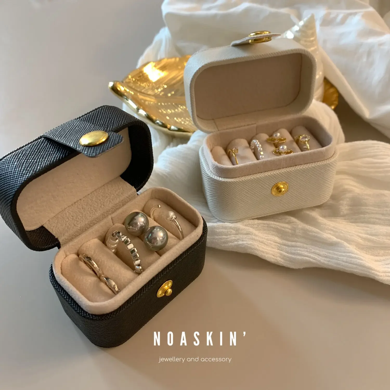 Mini Ring Box Portable Small Jewelry Organizer Display Travel Simple Mini Gift Case Boxes Leather Earring Necklace Holder - Image 3