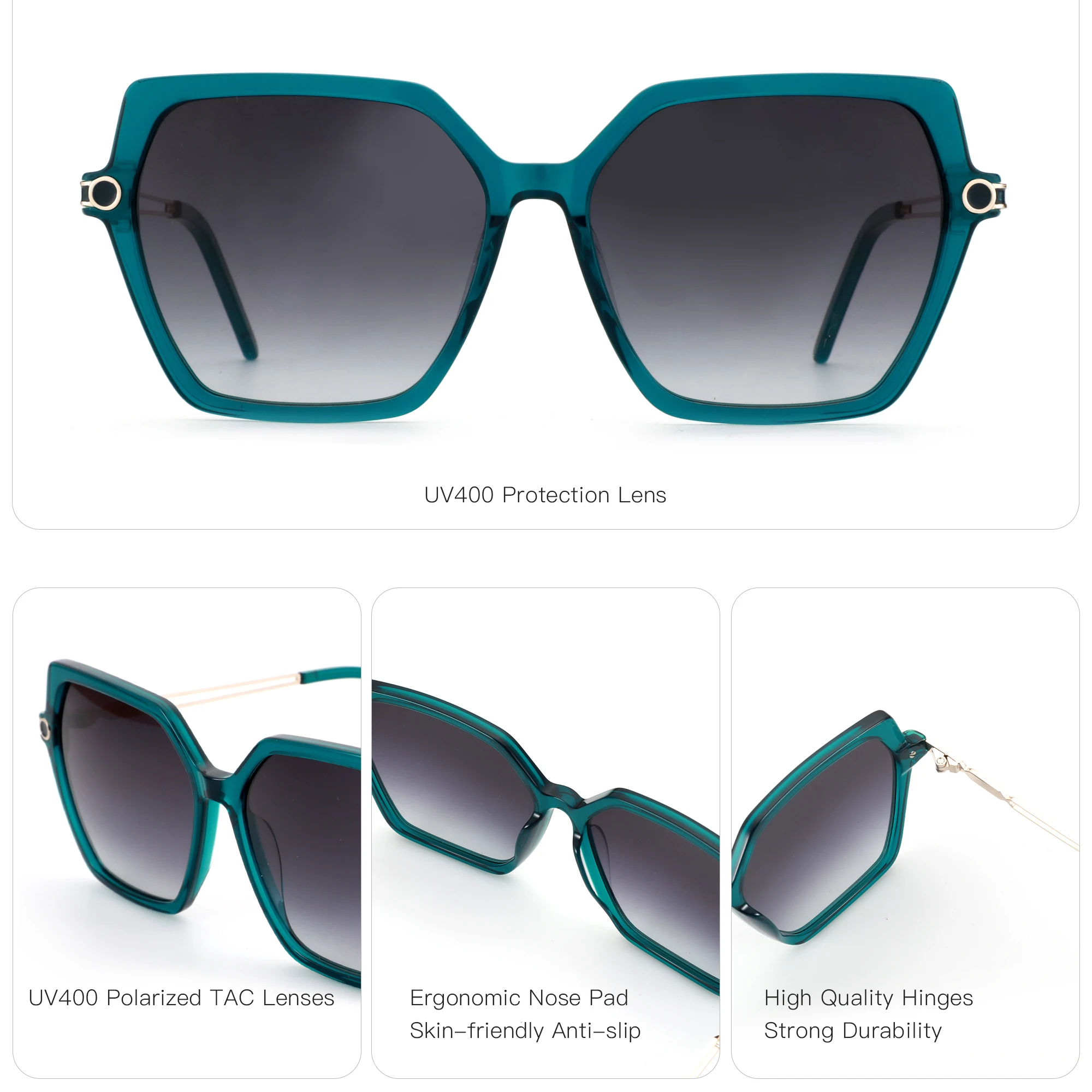 BLUEMOKY (L Size)Popular Acetate Polygon Polarized Prescription Sunglasses For Women UV400 Progressive Optical Sun Glasses - Image 6