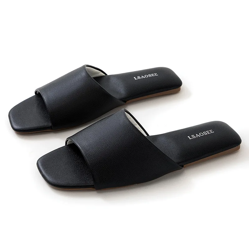 Spring and summer new PU leather slippers for home flooring, men's and women's non slip breathable bathroom slippers - Image 10