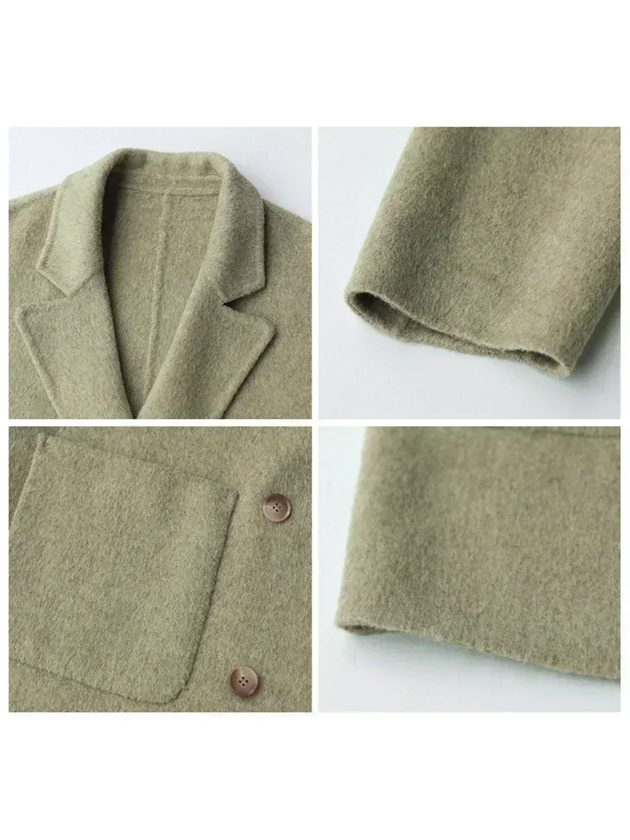 CHIC VEN Women's Woolen Coats Loose Casual Double Breasted Retro Double-sided Jacket Office Lady Outerwear Autumn Winter 2023 - Image 4