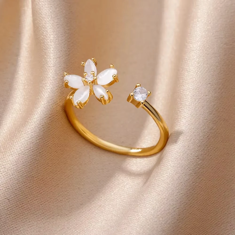 Luxury Zircon Geometric Rings For Women Stainless Steel Gold Color Open Ring Trendy Wedding Party Aesthetic Jewerly Gift Femme - Image 3