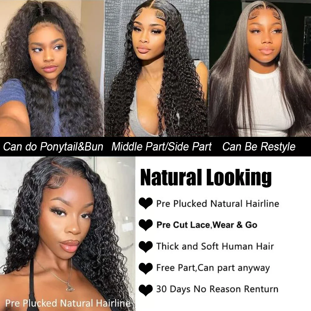 30 Inch 13X6 Deep Wave Lace Front Wigs Human Hair Water Wave Frontal Wig HD Lace Front Wigs Human Hair 13x4 Curly Human Hair Wig - Image 3