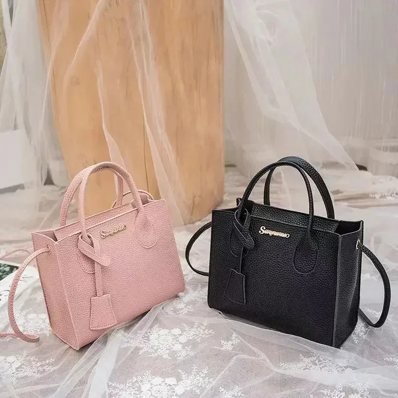 Solid Color Lychee Grain Ladies Handbags Single-shoulder Crossbody Handheld Triple-use Satchel Portable Leisure Bag - Image 3