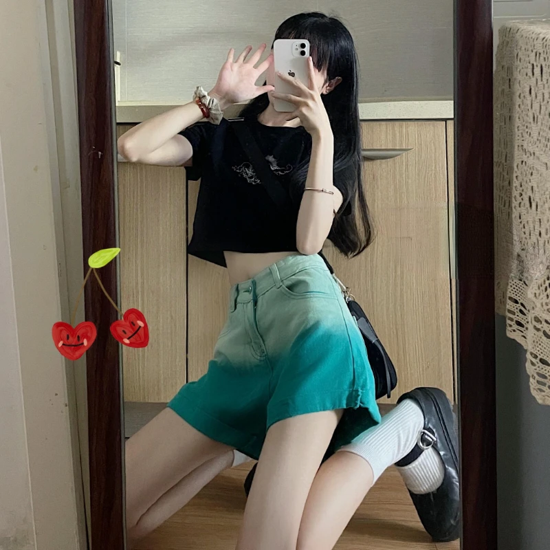 Blue High Waist Baggy Loose Wide Jeans Short Pants For Woman To Wear Women's Denim Shorts Offer High Quality Outfits Vintage XL - Image 3