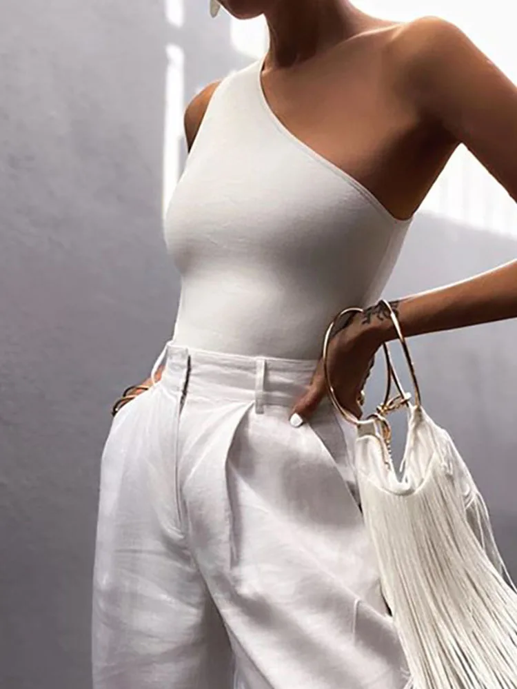 Women Sports Tank Tops Sexy Crop Tops Vest Casual Female One Shoulder Summer Outfits Tops Fitness Elastic - Image 3