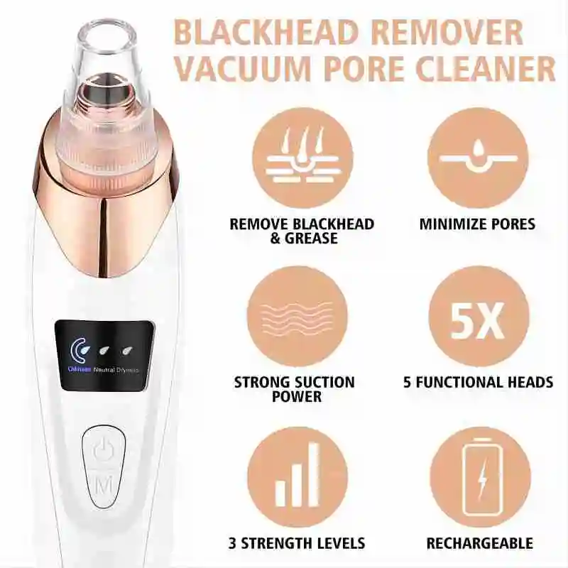 Newest Technology Blackhead Remover Vacuum Pore Cleaner for Face&Nose Blackhead Removal Kit Electric Acne Facial Extractor Tool - Image 4