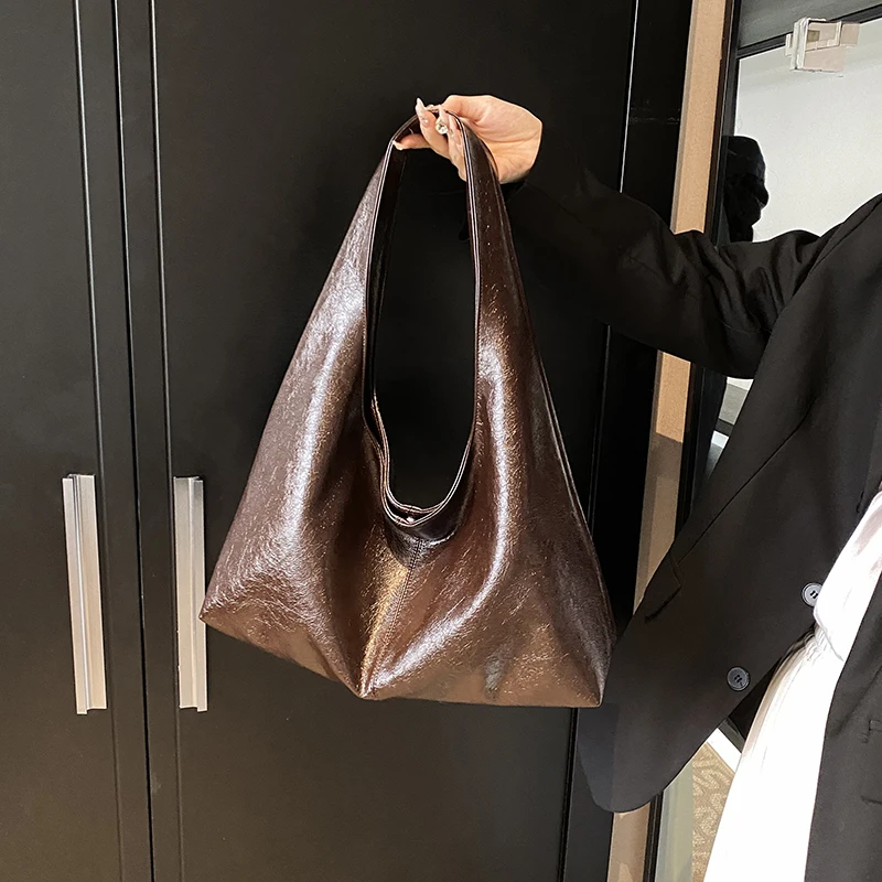 MOODS Retro Shoulder Bags For Women Soft PU Leather Pure Color Underarm Hobo Bag Big Capacity Shopper Totes 2024 Luxury Handbags - Image 4