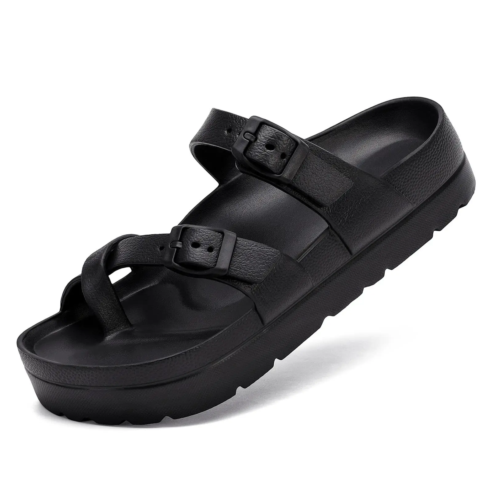 Bebealy Womens Platform Sandals with Arch Support Adjustable Buckle Beach Sandal Woman Comfort Lightweight Ultra Cushion Slides - Image 7