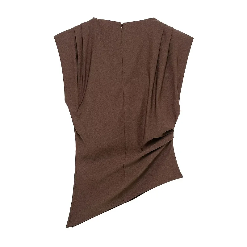 MUJER Asymmetric Tank Top Female Ruched Sleeveless Tops for Women High Neck Strapless Top Women Fashion Aesthetic Tops Woman - Image 5