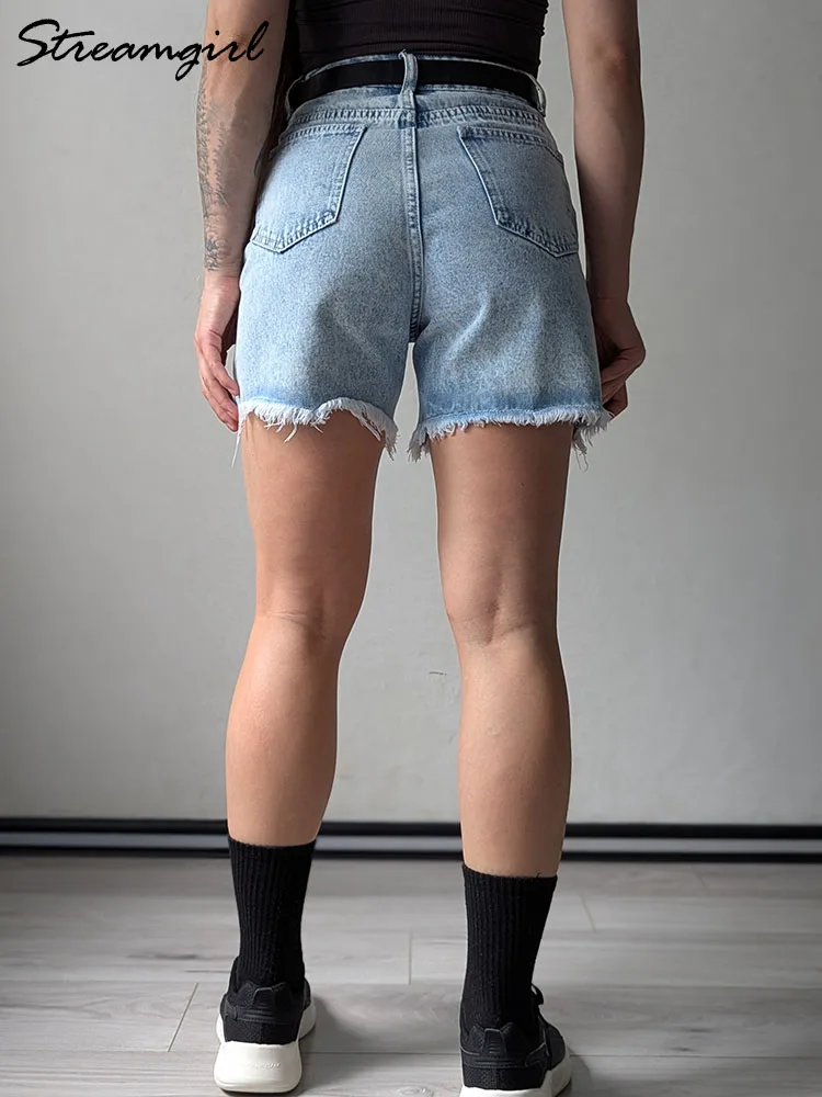 Streamgirl Blue Women's Denim Shorts Summer High Waist Casual Chic Loose Jean Shorts For Women Summer 2025 Denim Short Femme - Image 4